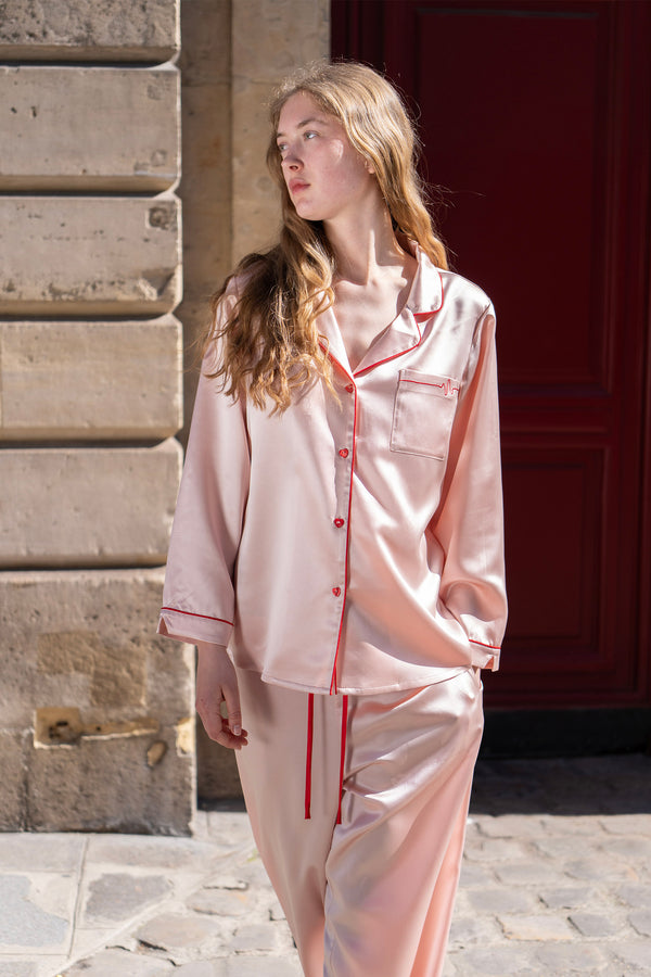 Museum of Crush Love Wave Damen-Seidenpyjama-Set