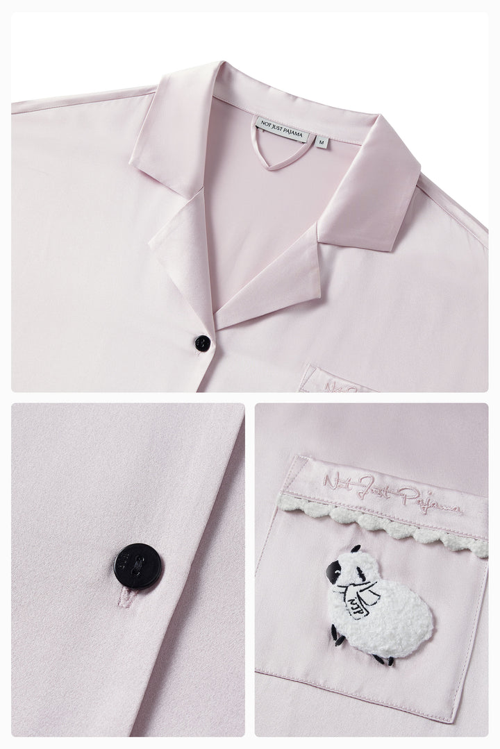 BUBU Collection Silk Velour Edging Long Sleeve Pajama Set