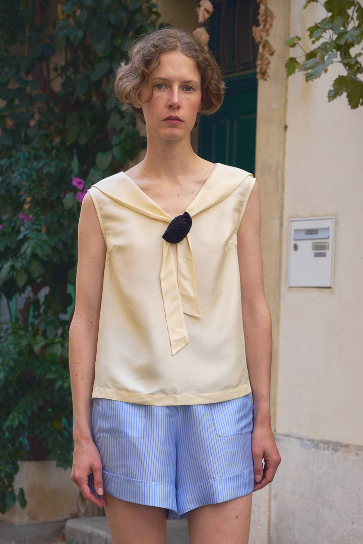 PAJA Out After Brunch Mulberry Silk High-Waisted Shorts