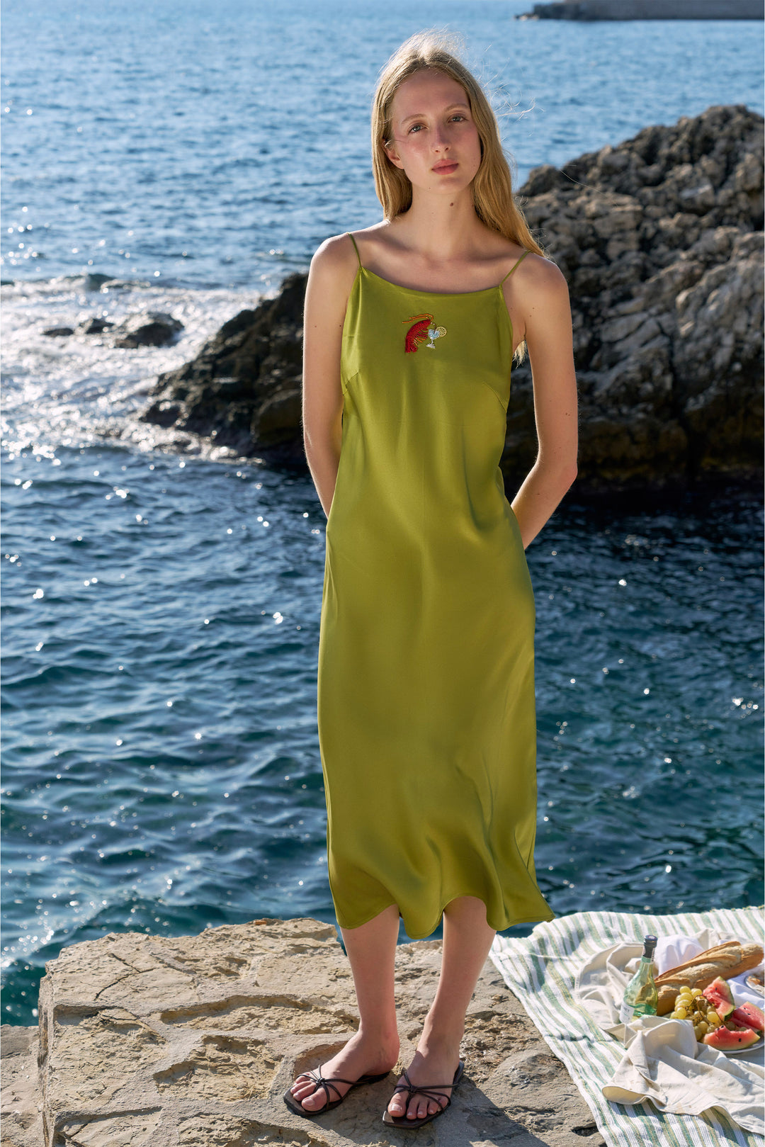 summer beaded dress PAJA Beaded Summer Escapes Silk Slip Dress