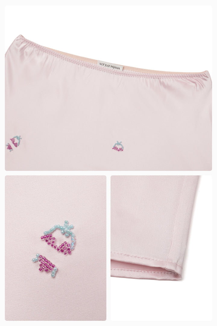 PAJA Beaded Summer Escapes Silk Midi Skirt - Pink