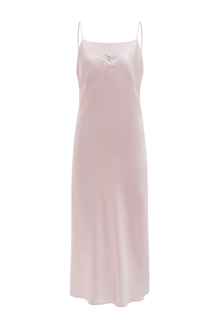 PAJA Beaded Summer Escapes Silk Slip Dress - Green