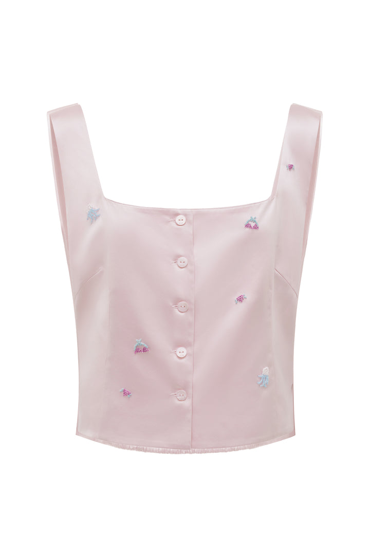 PAJA Beaded Summer Escapes Silk Top - Pink
