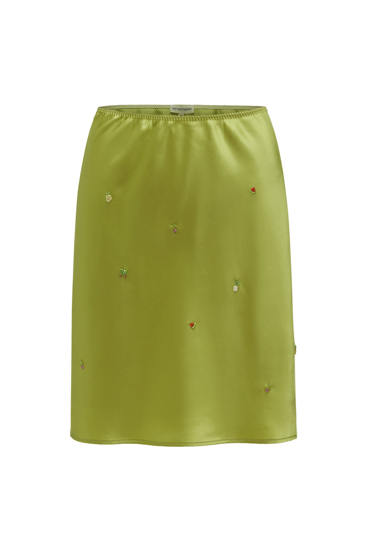 PAJA Beaded Summer Escapes Silk Midi Skirt - Green