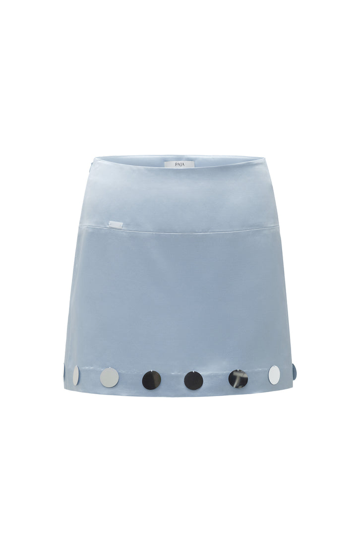 PAJA Gleam Collection Silk-Wool Mini Skirt - Light Blue