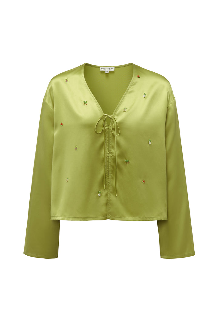 PAJA Beaded Summer Escapes Long Sleeve Blose - Green