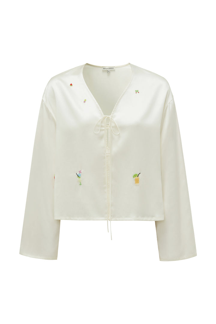 PAJA Beaded Summer Escapes Long Sleeve Blose - Green