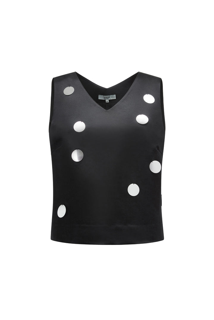 PAJA Gleam Collection Silk-Wool V-Neck Top