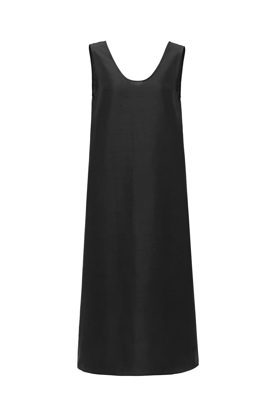 PAJA Dupioni Silk U-Neck Black Tank Dress, Black / M