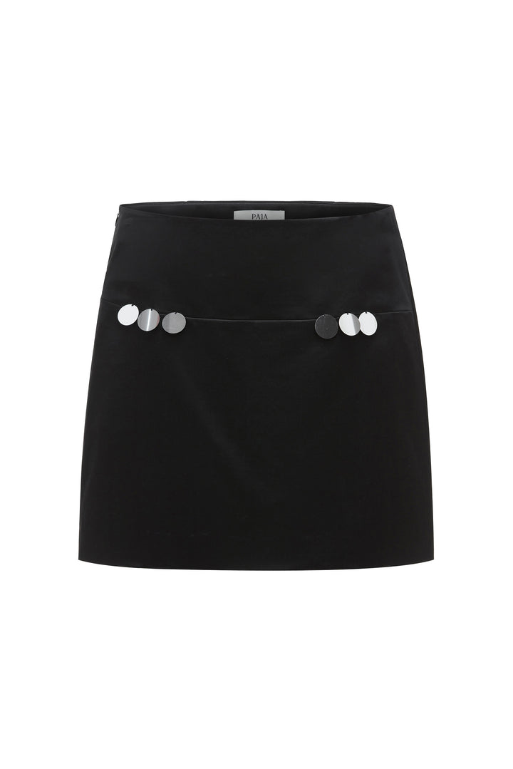 PAJA Gleam Collection Silk-Wool Mini Skirt - Black