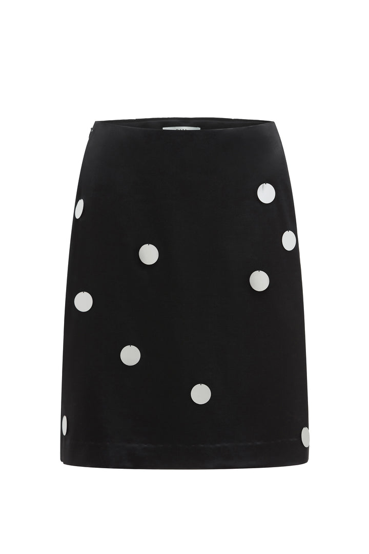 PAJA Gleam Collection Silk-Wool Midi Black Skirt