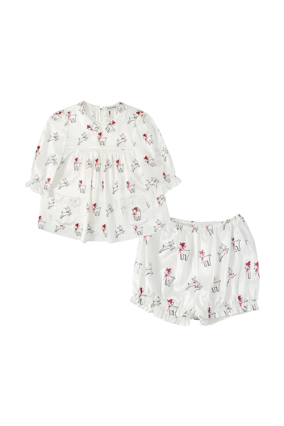 Kids Bubbie 22 Momme Silk Peter Pan Collar Short Pajama Set – Made to Order