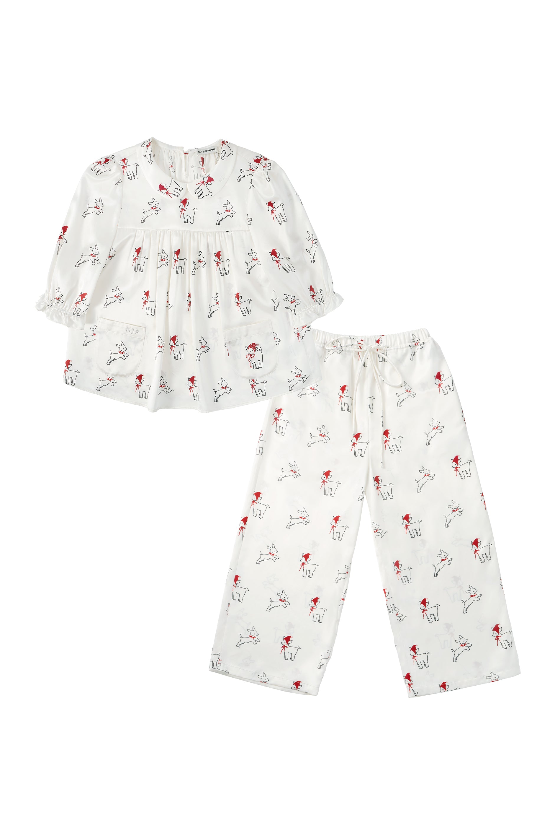 Kids Bubbie 22 Momme Silk Peter Pan Collar Ankle-Length Pajama Set – Made to Order