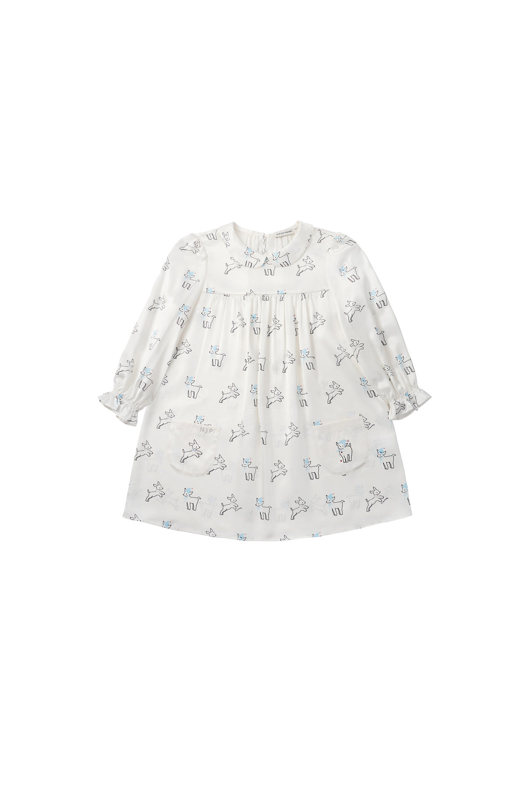 Kids Bubbie 22 Momme Silk Long-Sleeve Peter Pan Collar Dress - Made to Order