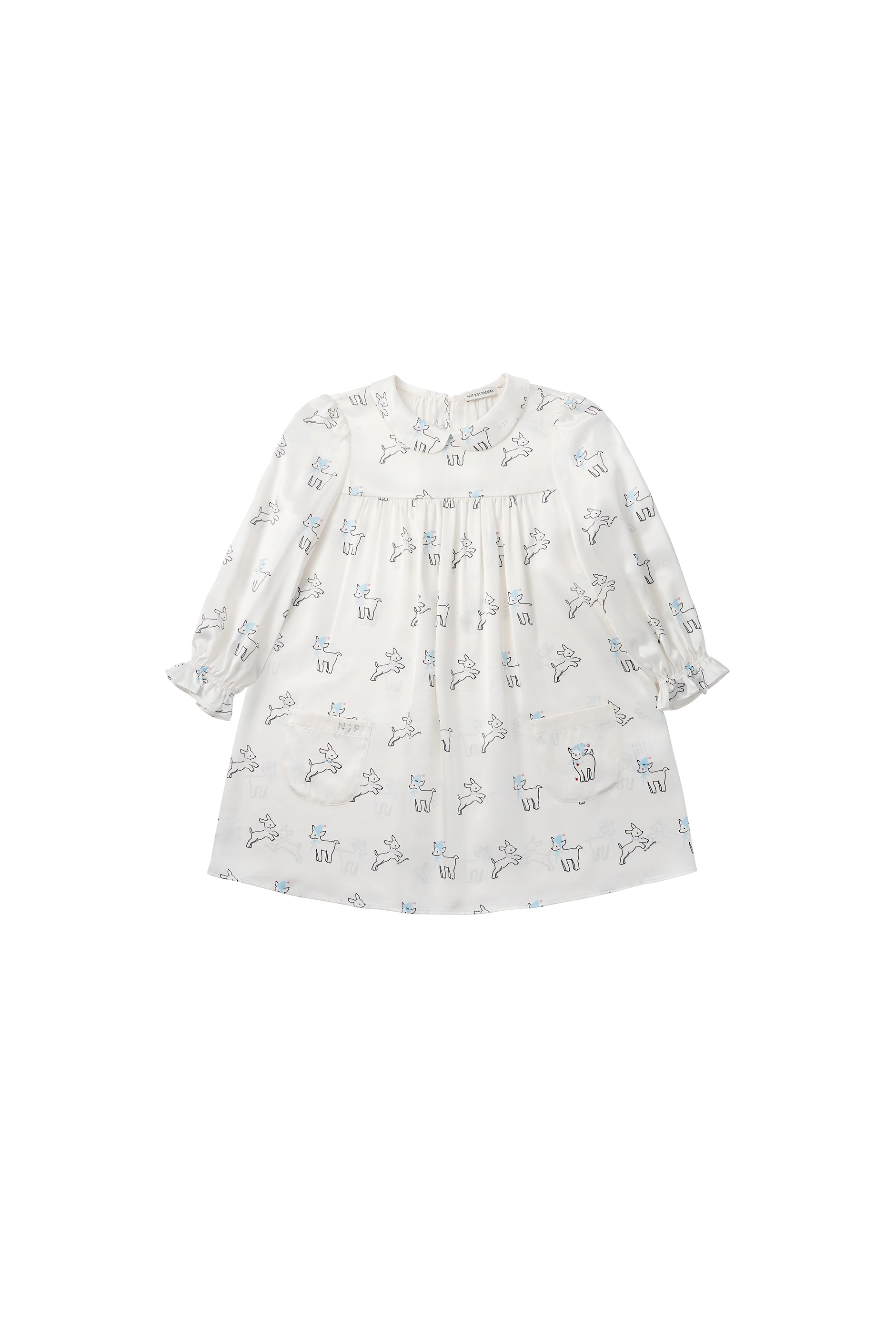 Kids Bubbie 22 Momme Silk Long-Sleeve Peter Pan Collar Dress - Made to Order