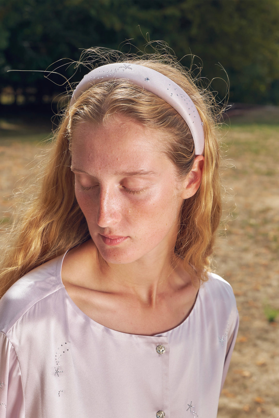 VEGA Collection Silk Rhinestone-Embellished Headband - Amethyst