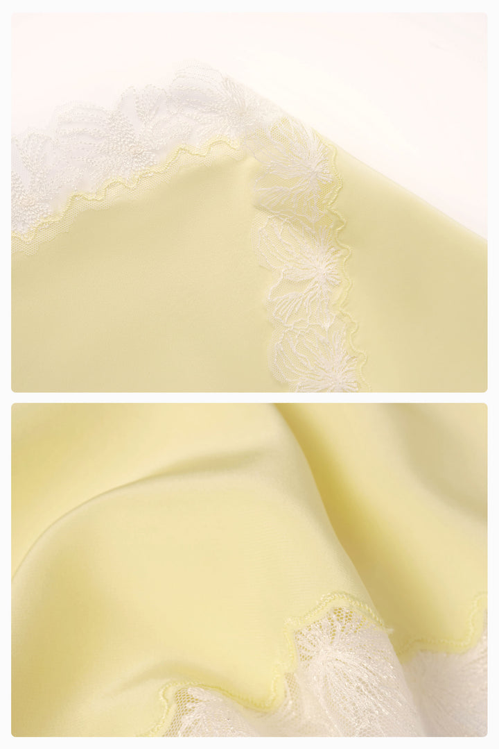 PAJA 25 Momme Silk Crepe Satin Lace-Trim Triangle Scarf