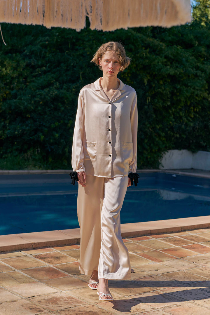 My Party 22 Momme Silk Bow Pajama Set