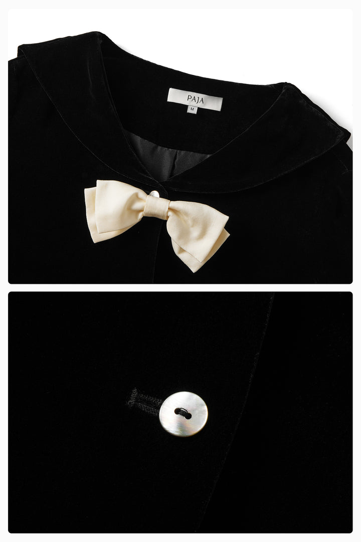 PAJA Summer Shimmer Silk Velvet Sailor Collar Bow Cropped Top