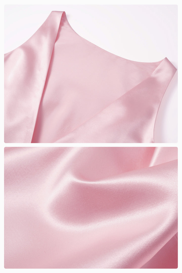 My Party 35 Momme Silk Wool Open-Back Bow Dress