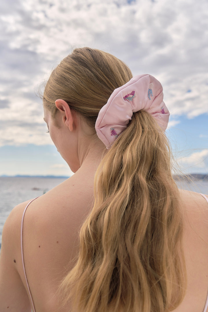 PAJA Beaded Summer Escapes Silk Scrunchies - Pink
