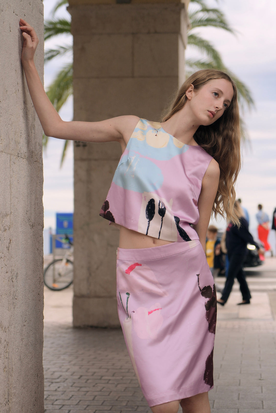 PAJA Dinner Hour Printed Silk Wool Satin Blouse