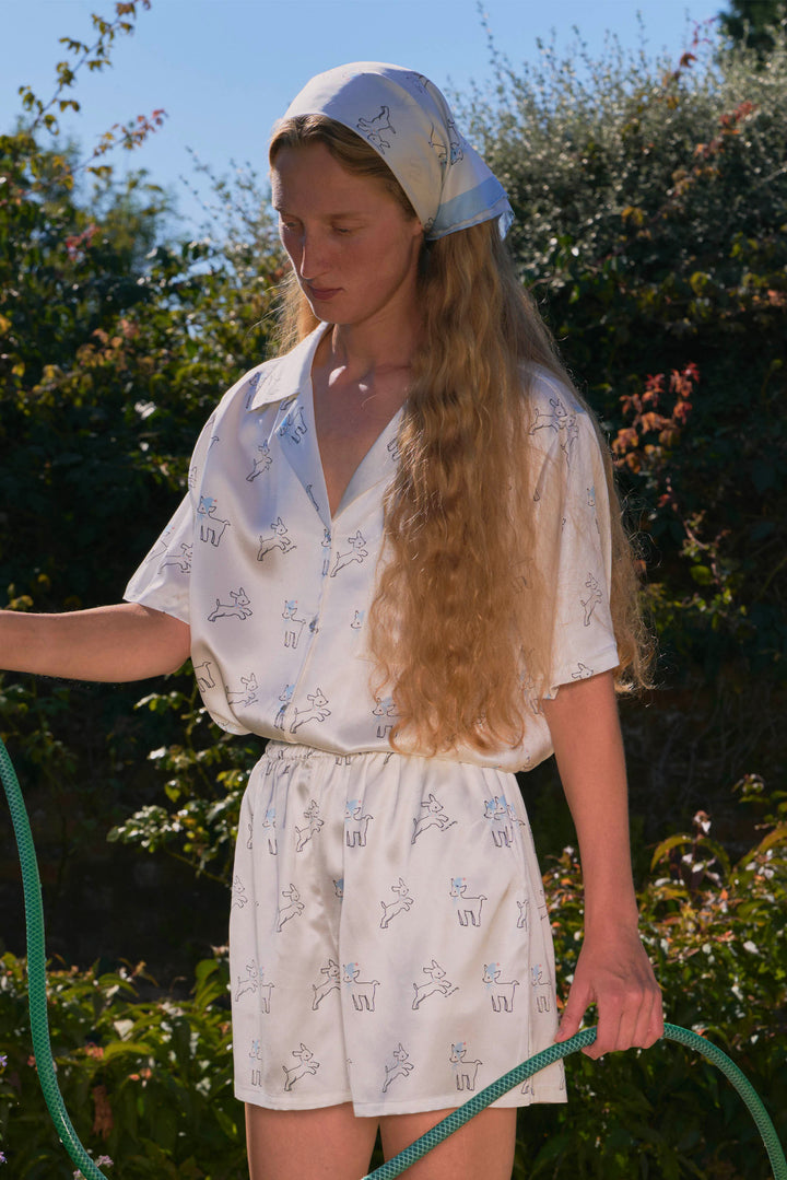 Bubbie 22 Momme Silk Printed Short-Sleeve Pajama Set