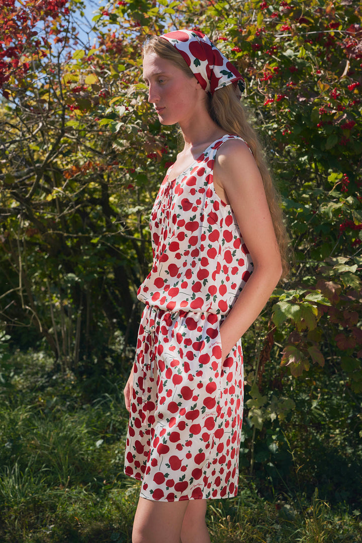 Farm Edit Red Turnip Print 22 Momme Silk Tank Shorts Set