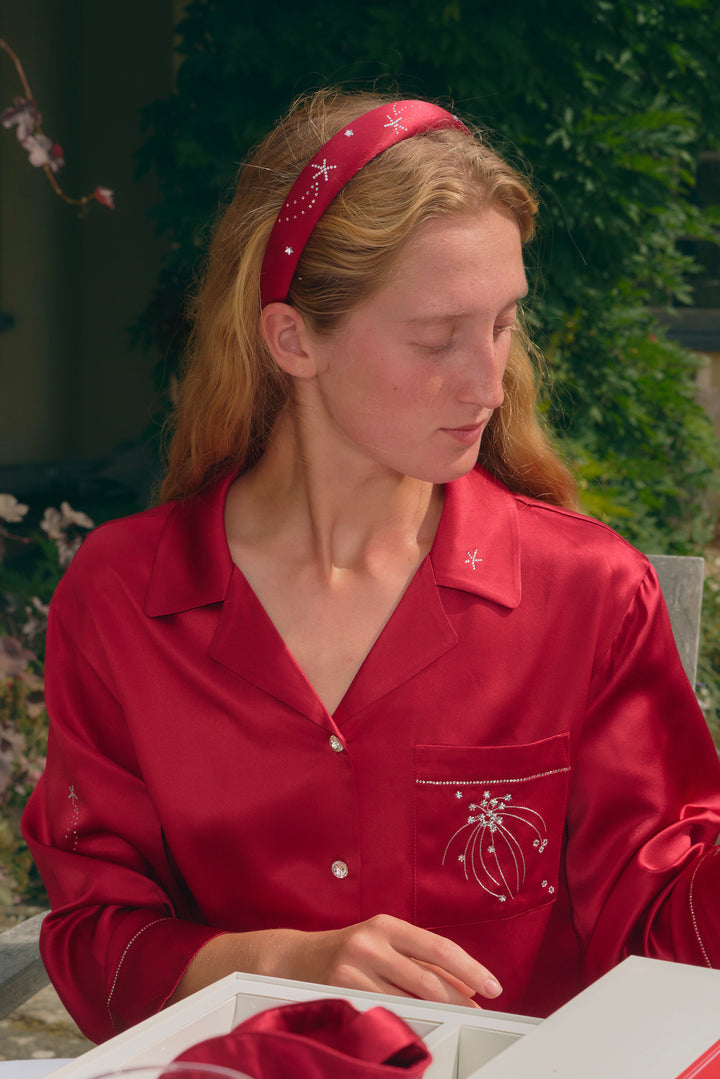 VEGA Women’s 22mm Mulberry Silk Crystal Padded Headband-Silk Accessories-Not Just Pajama