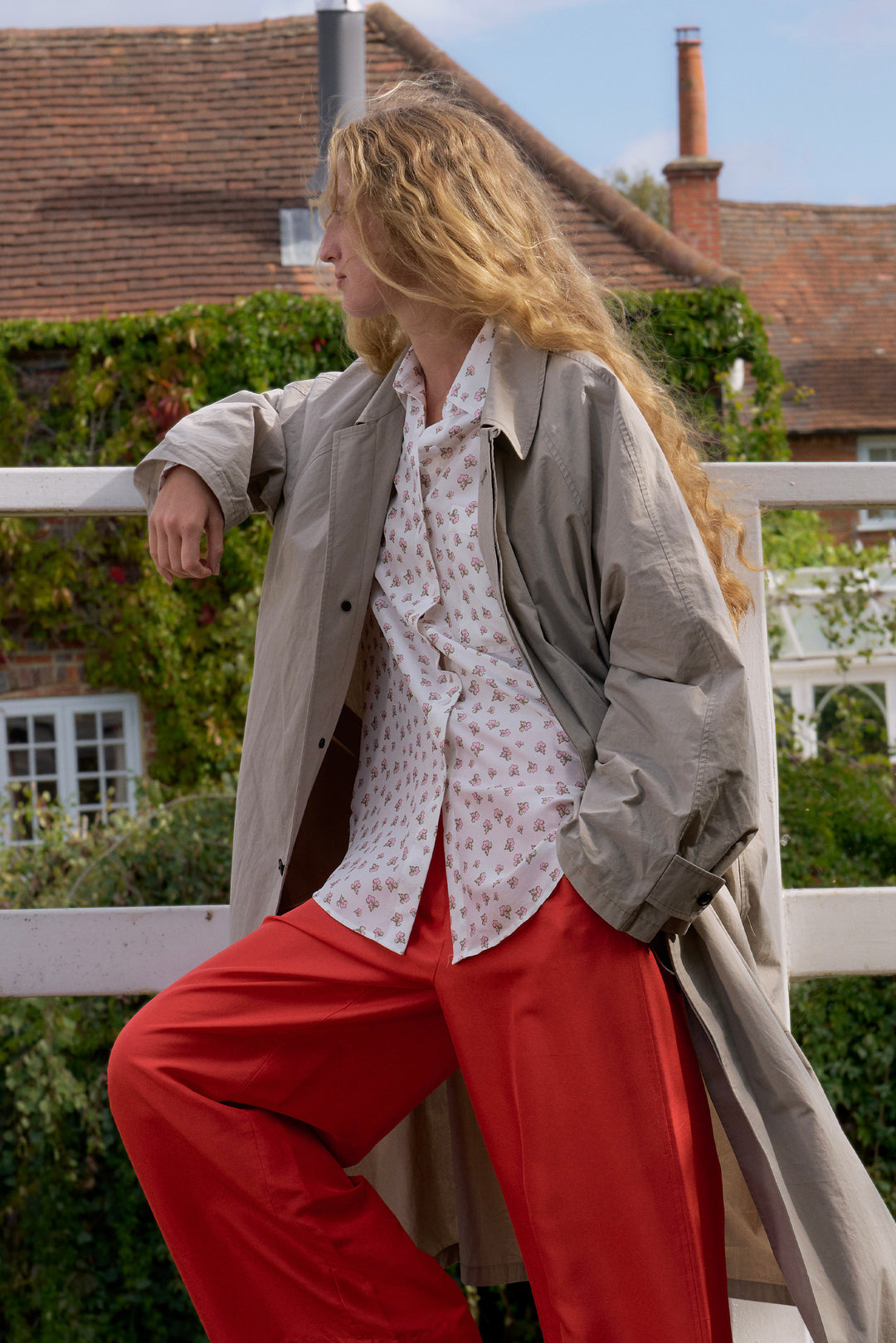 PAJA Farm Edit Dupion Silk Floral Print Shirt - White