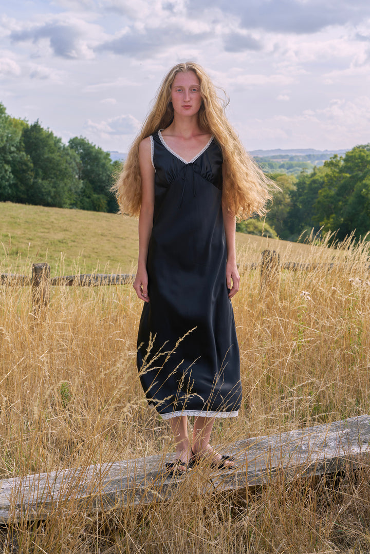 PAJA Farm Edit Silk Bias-Cut Lace Dress