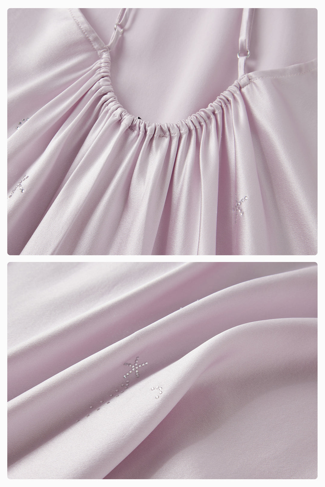 VEGA Collection Feathered Silk Rhinestone-Embellished Slip Dress - Amethyst