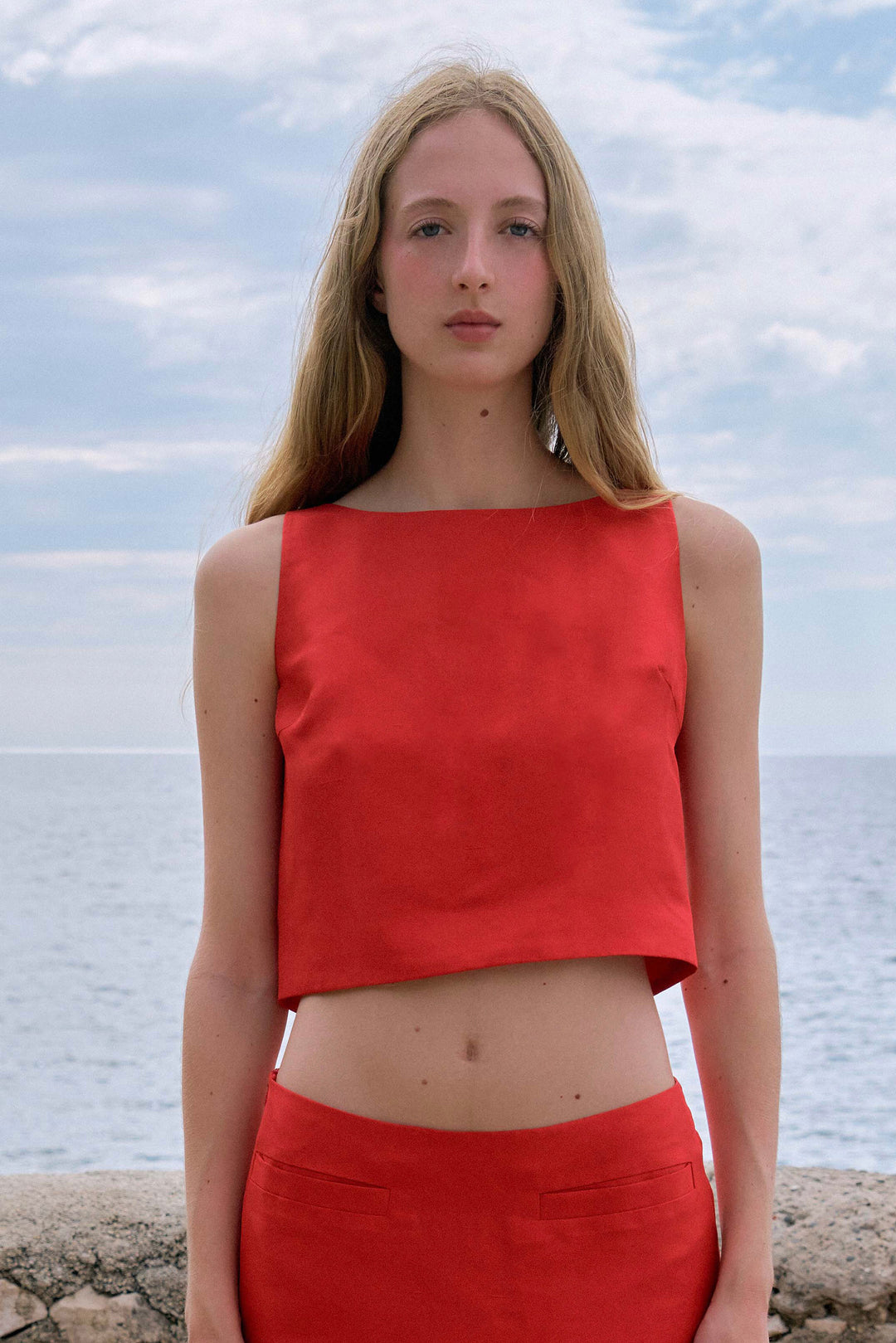 PAJA Women's Dupion Silk Top with Bows - Red