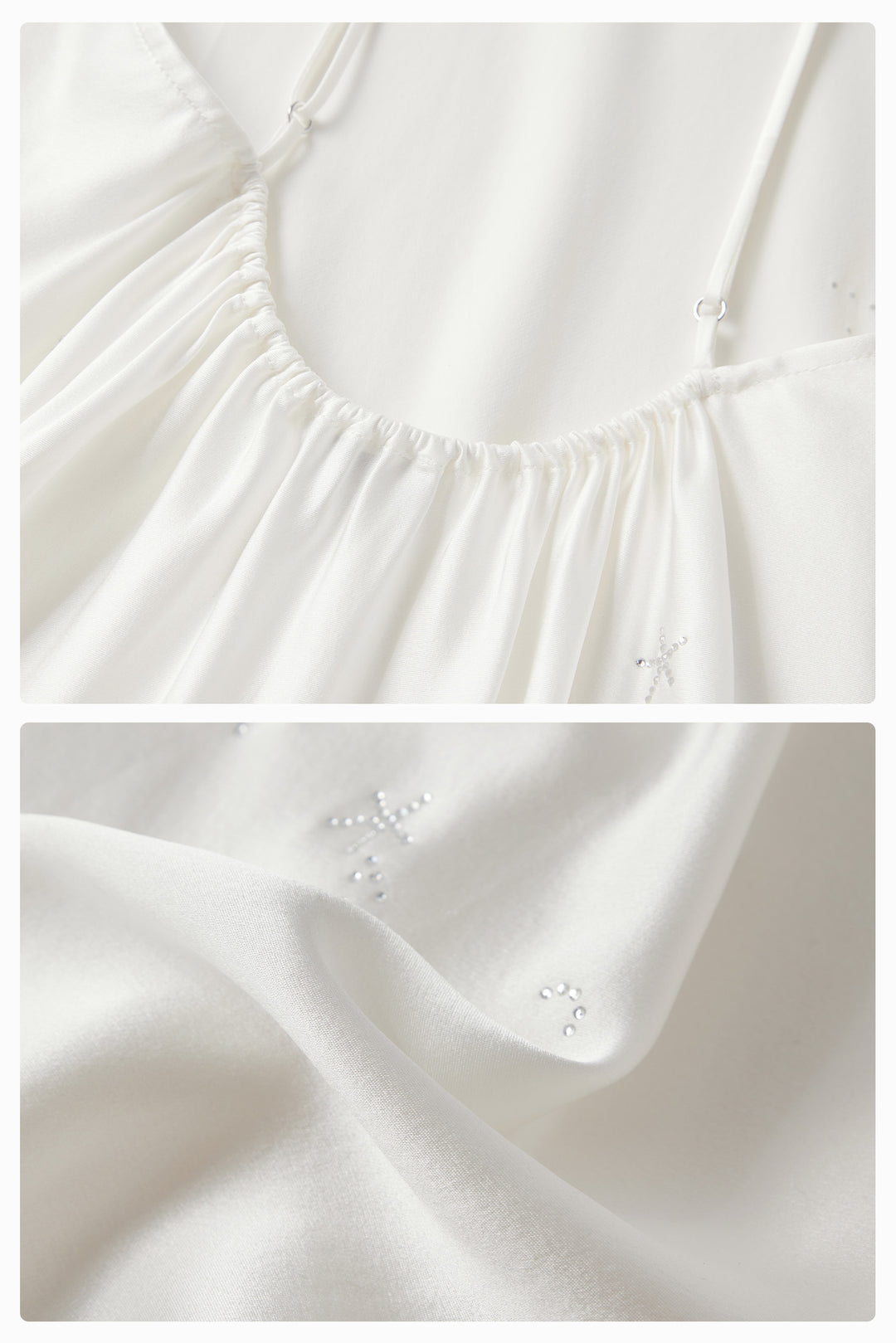 VEGA Collection Feathered Silk Rhinestone-Embellished Slip Dress - White