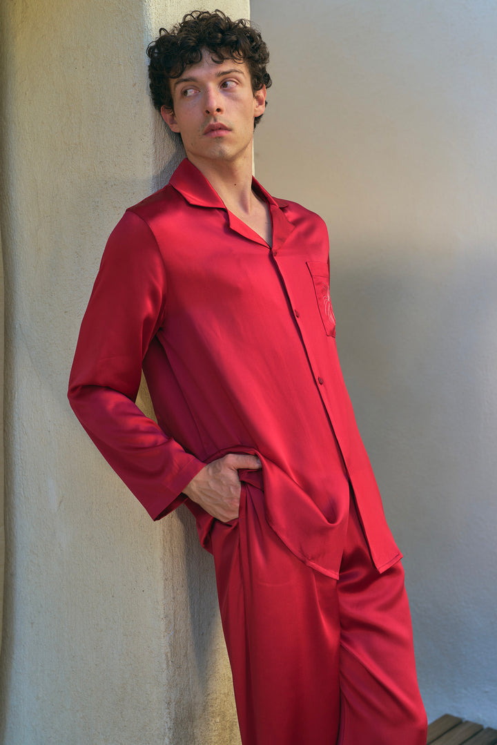 VEGA Men’s 22mm Mulberry Silk Pajama Set-Silk Pajamas Long Set-Not Just Pajama