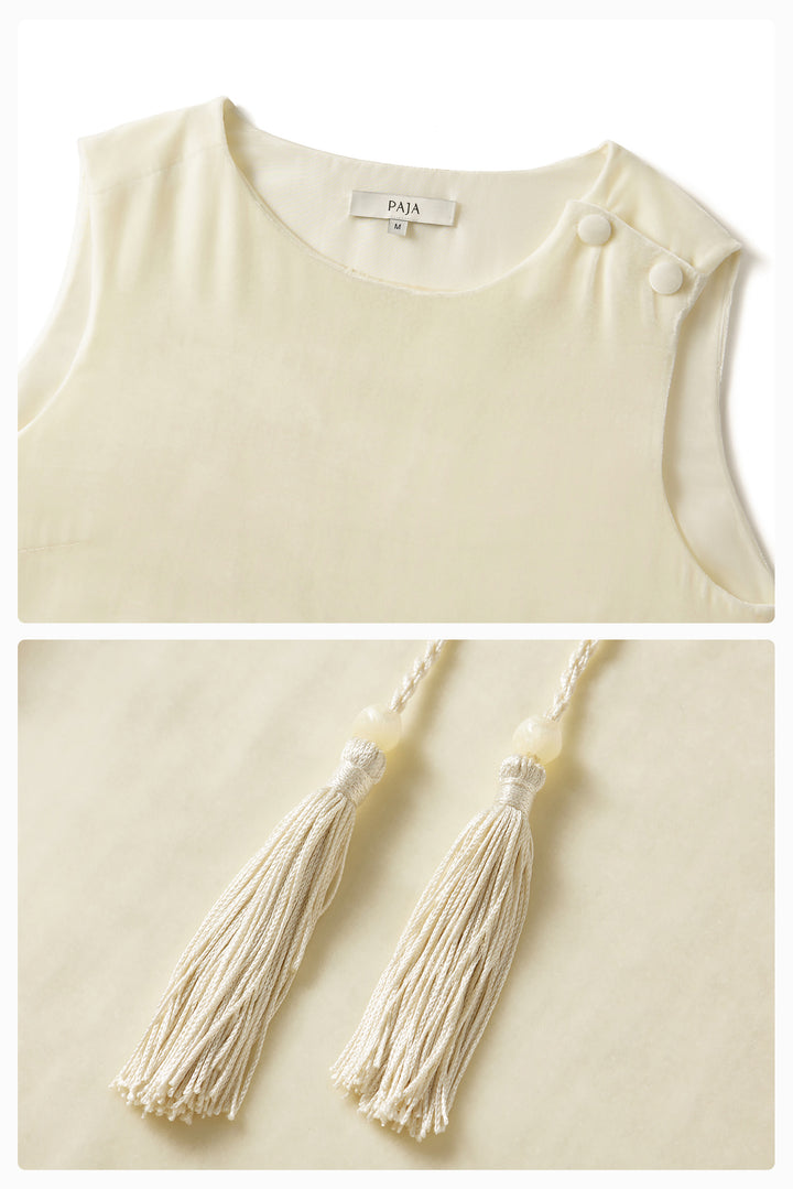 PAJA Summer Shimmer Silk Velvet Fringe-Trim Vest Top