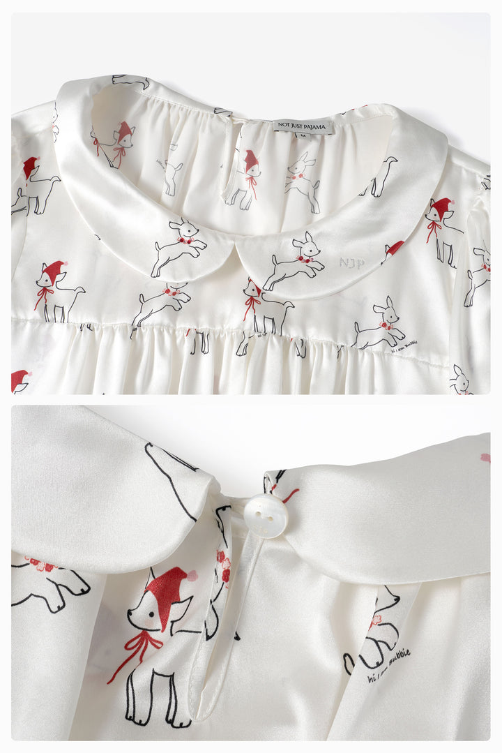 Bubbie 22 Momme Silk Peter Pan Collar Short Pajama Set