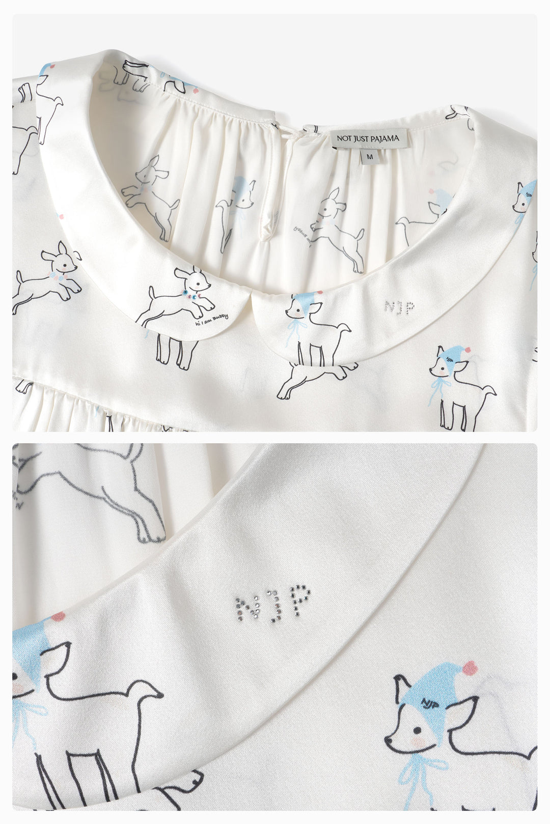 Bubbie 22 Momme Silk Long-Sleeve Peter Pan Collar Dress