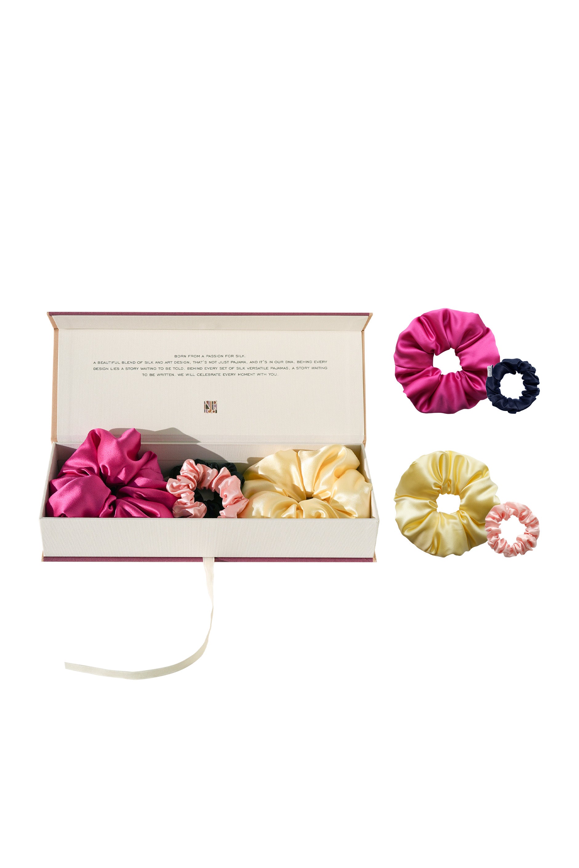 Little Joy Gift | Loop-Loop Silk Scrunchies Gift Box-GIFT BOX SET-4pc Set-NJP23117+114-1-Not Just Pajama