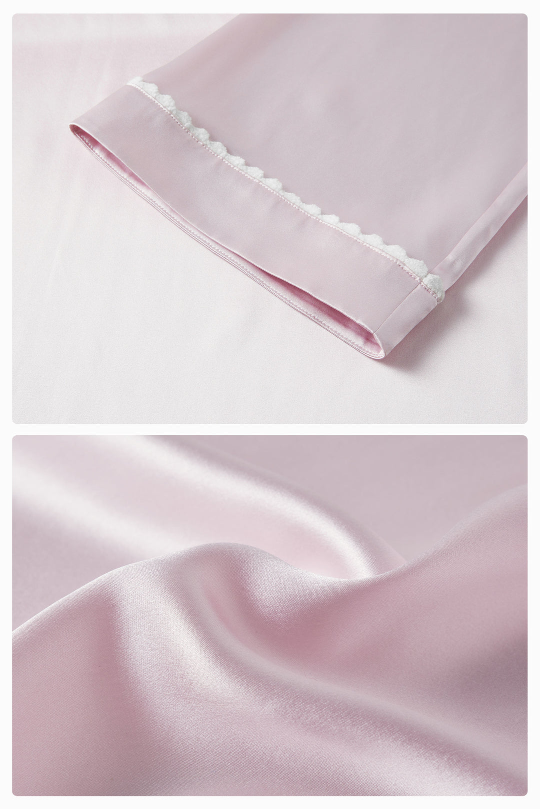 BUBU Collection Silk Velour Edging Long Sleeve Pajama Set