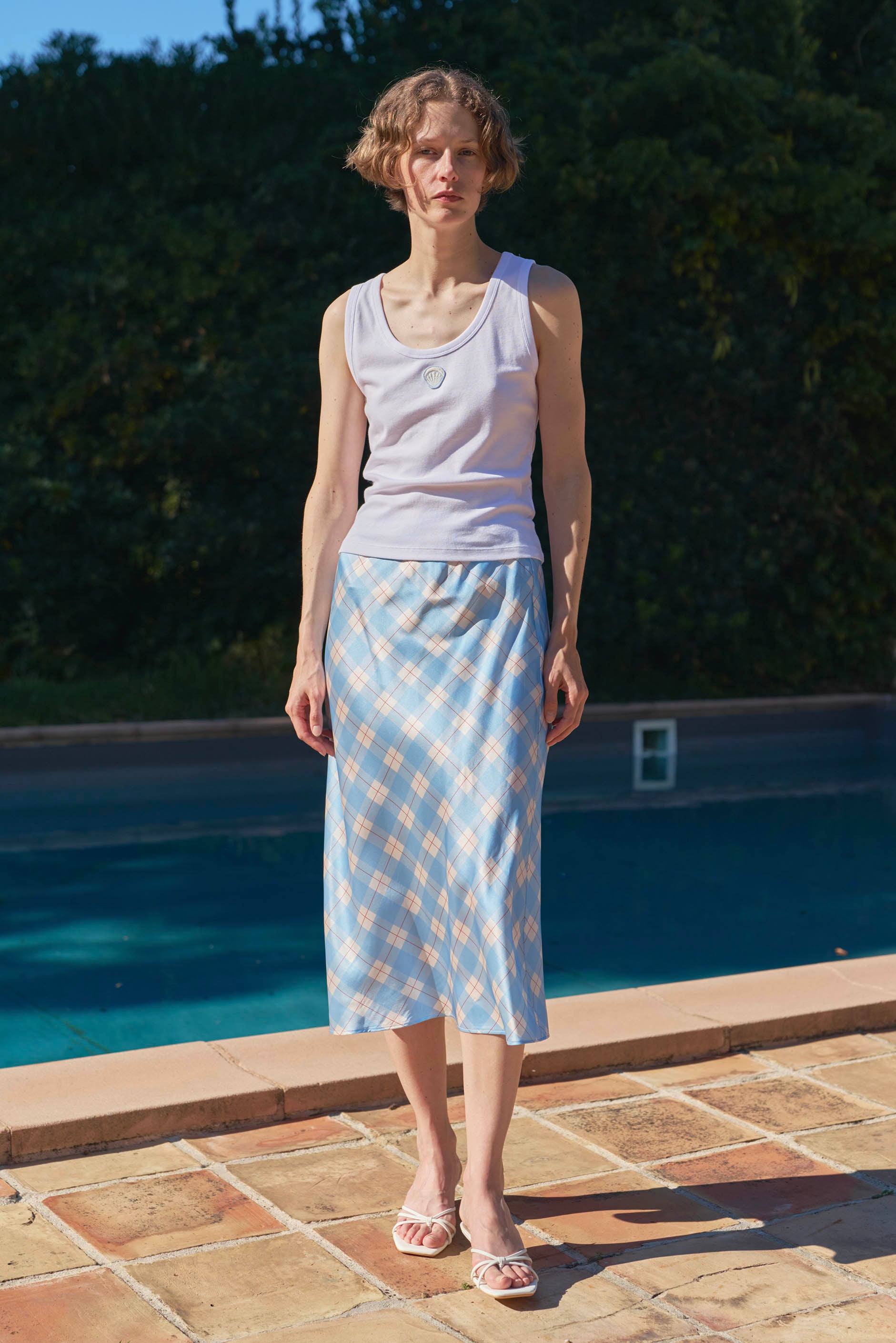 Kiki Plaid Cat Silk Bias-Cut Midi Skirt | 22 Momme Mulberry Silk