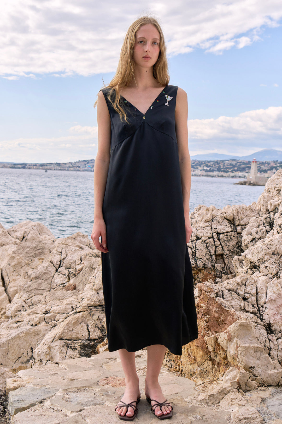 PAJA Beaded Summer Escapes Silk Sleeveless Dress - Black