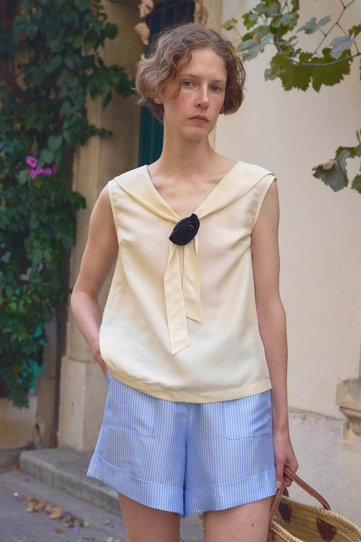 PAJA Out After Brunch Mulberry Silk High-Waisted Shorts