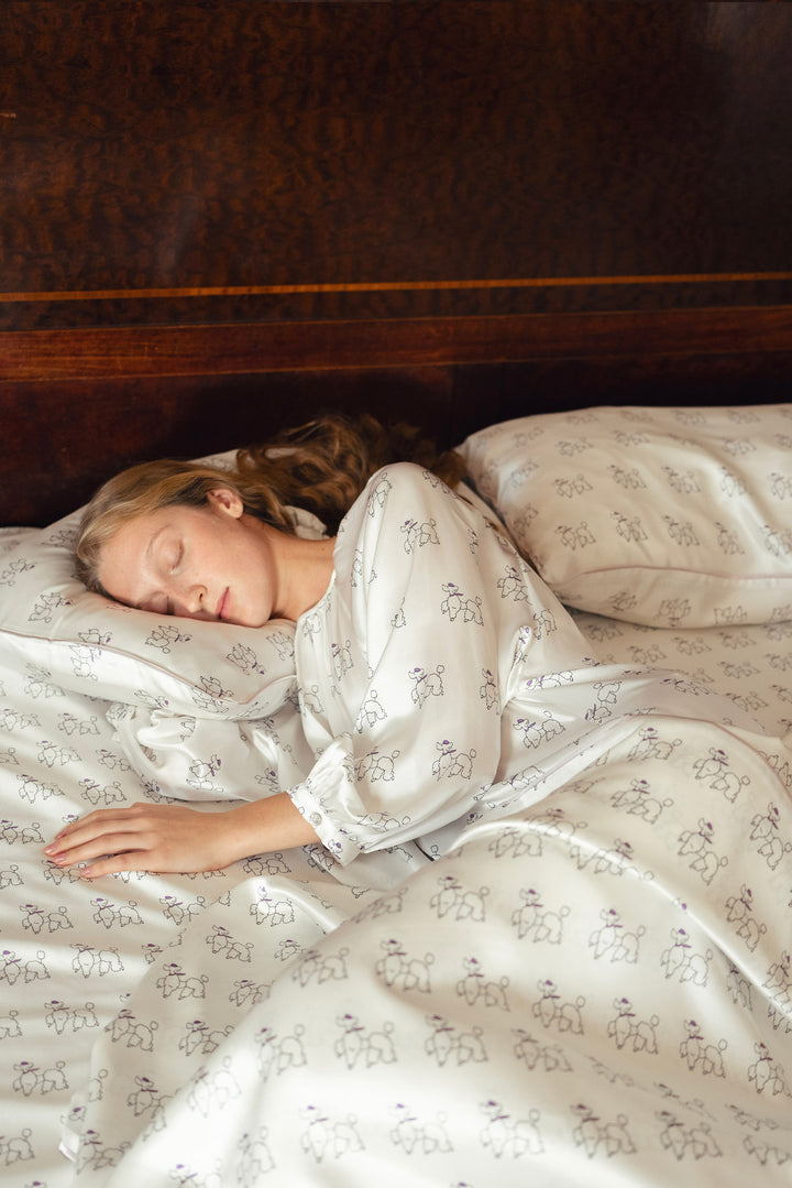 Animal Lover Box | Diamond Poodles Silk Sleeping Eye Mask & Pillowcase