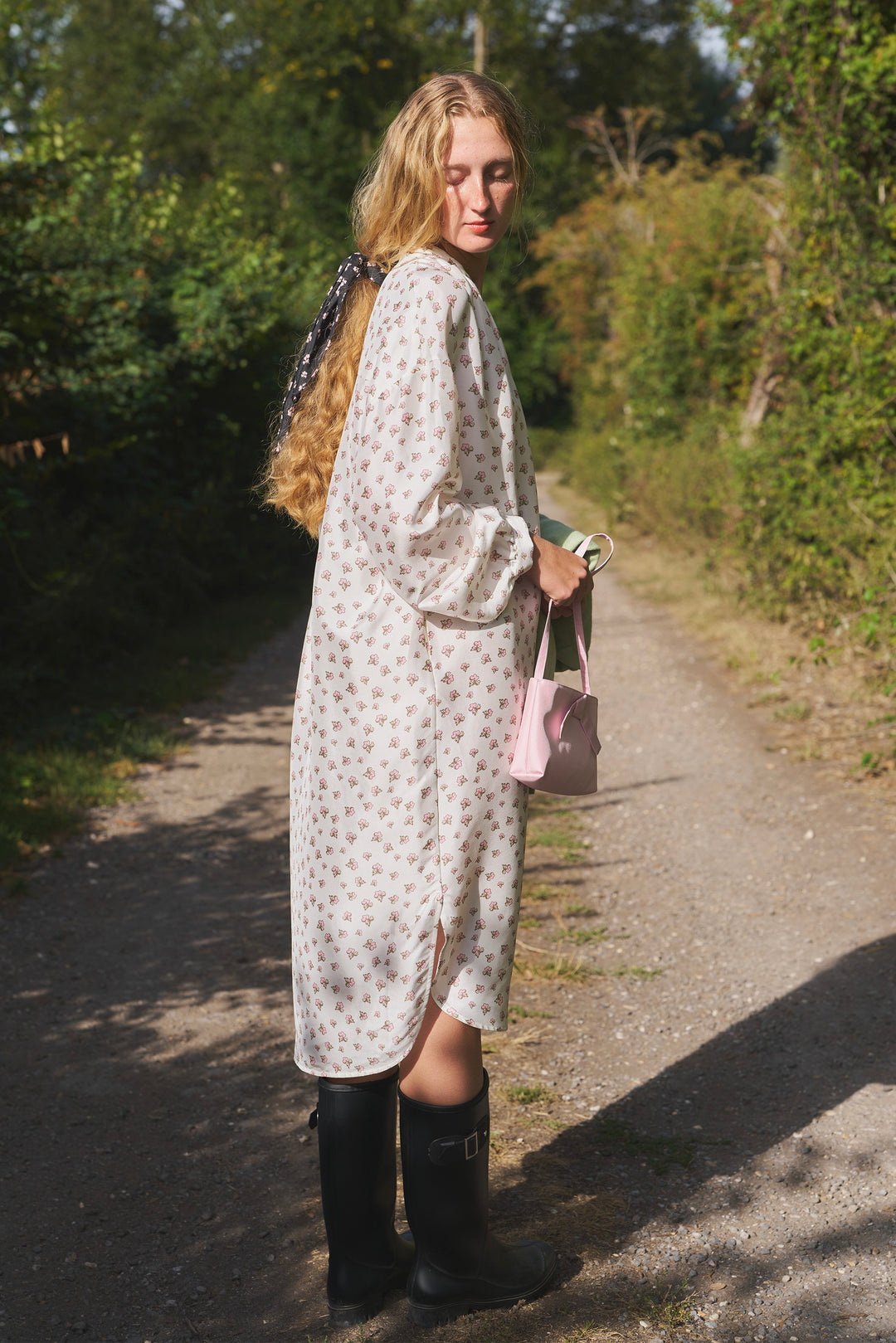 PAJA Farm Edit Dupion Silk Printed Long-Sleeved Shirt Dress - White