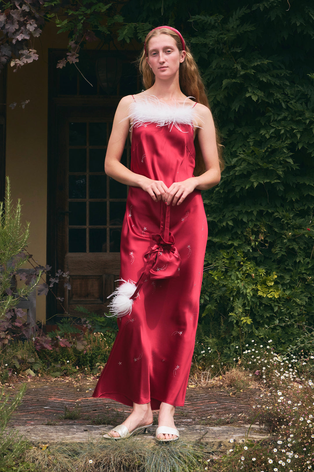 VEGA 22mm Mulberry Silk Crystal Feather Handbag-Silk Accessories-Not Just Pajama