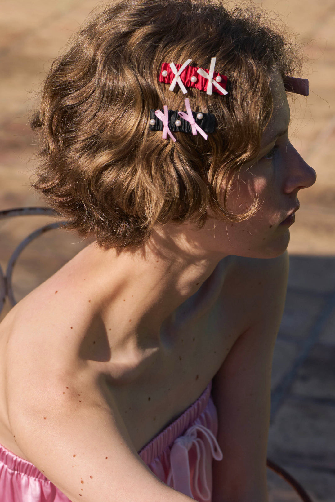 My Party 22 Momme Silk Pearl Bow Hair Clip Set of 2