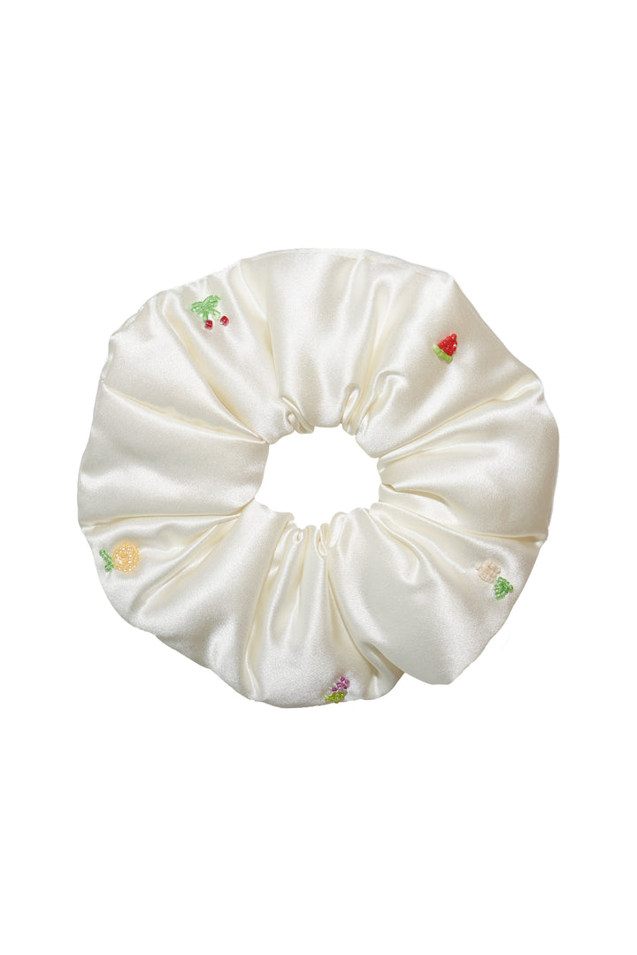 PAJA Beaded Summer Escapes Silk Scrunchies - White