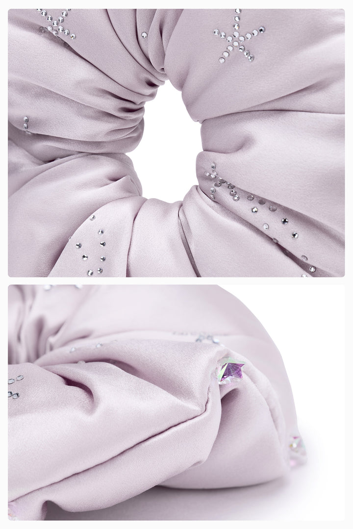 VEGA Collection Feathered Silk Rhinestone-Embellished Scrunchies - Amethyst