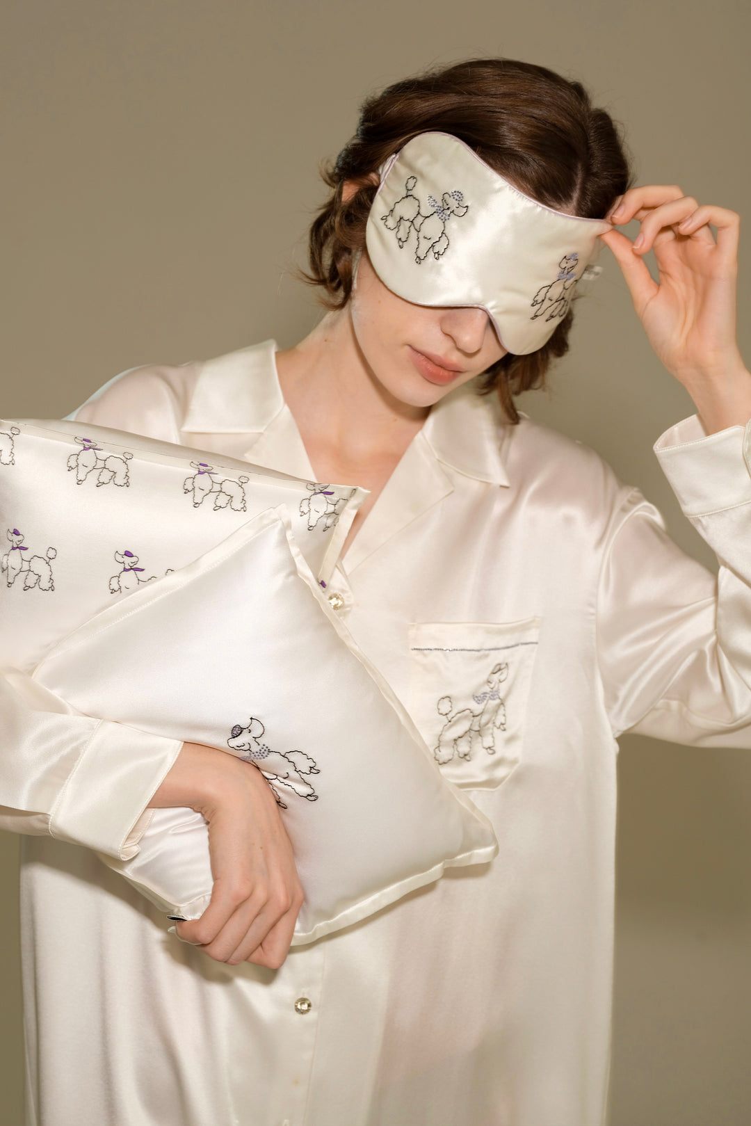 Animal Lover Box | Diamond Poodles Silk Sleeping Eye Mask & Pillowcase